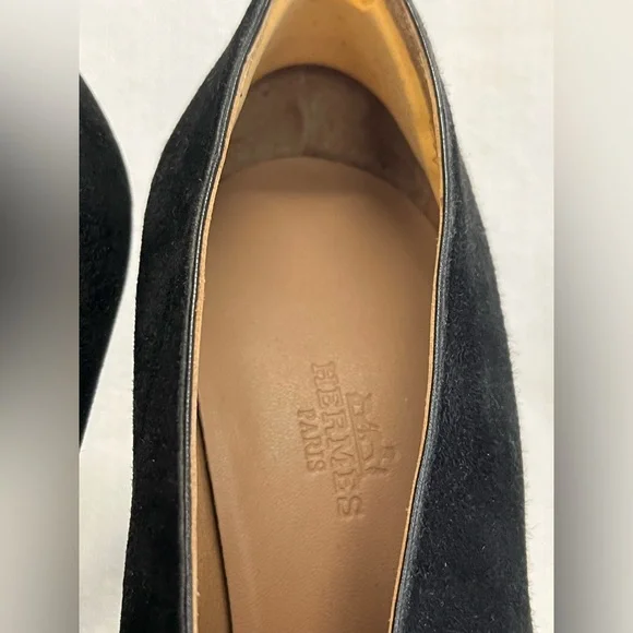 Hermes Florida Suede Black Heels 7.5 - Picture 14 of 16